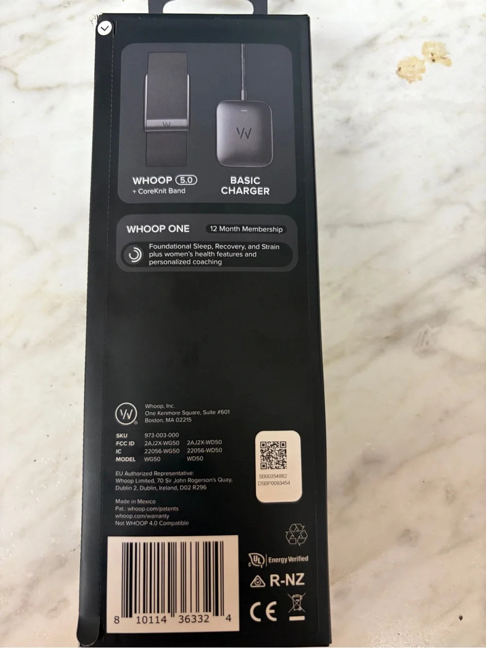 Whoop 5.0 One Fitness & Recovery watch with 12 months membership- black